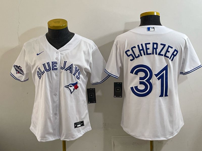 Women 2026 Nike Toronto Blue Jays #31 Scherzer White Game MLB Jersey 09